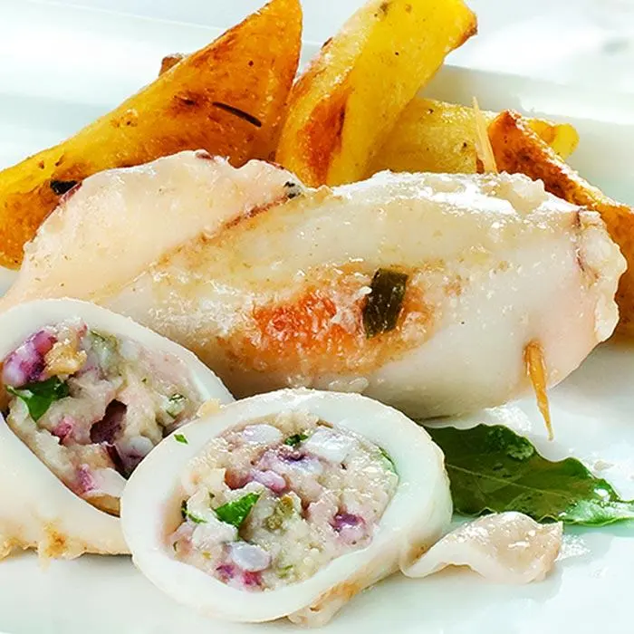 Calamar farci à la mozarella